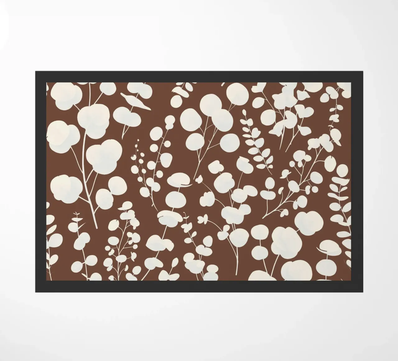 Eucalyptus Leaves Pattern Dark Brown doormat by SilverPegasus