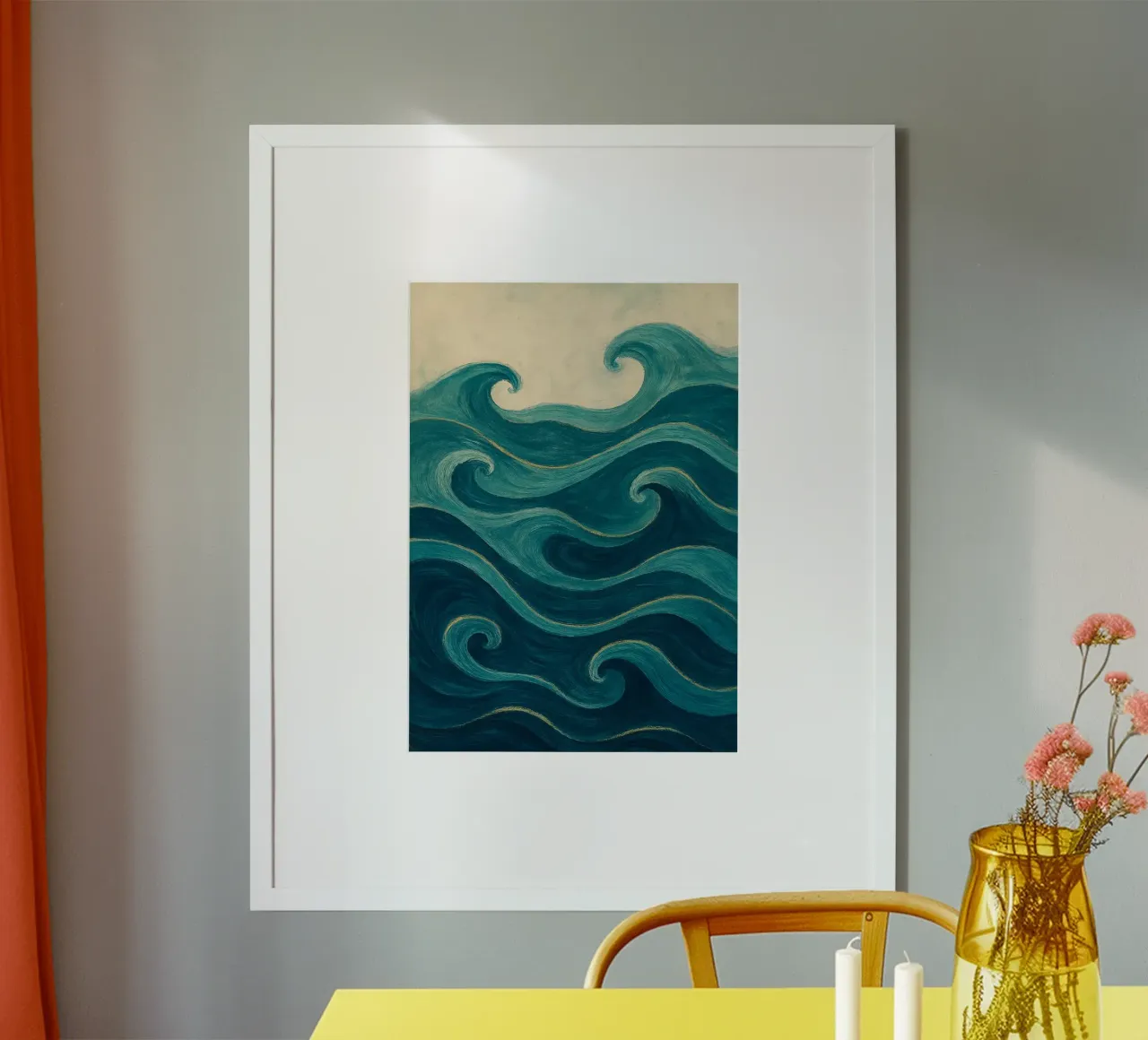 Ocean Pulse poster con telaio in legno da Mosaic Dialogue