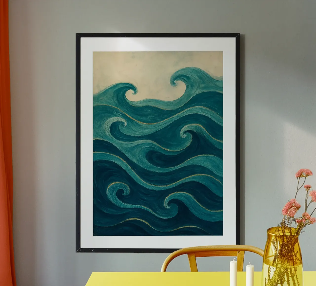 Ocean Pulse poster con telaio in legno da Mosaic Dialogue
