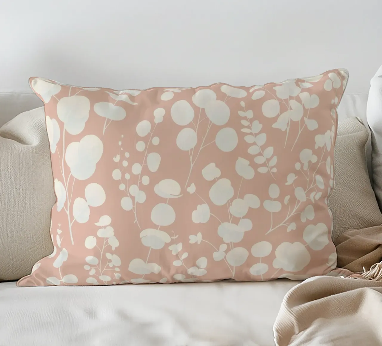 Pattern Foglie di Eucalipto Blush cuscino da SilverPegasus