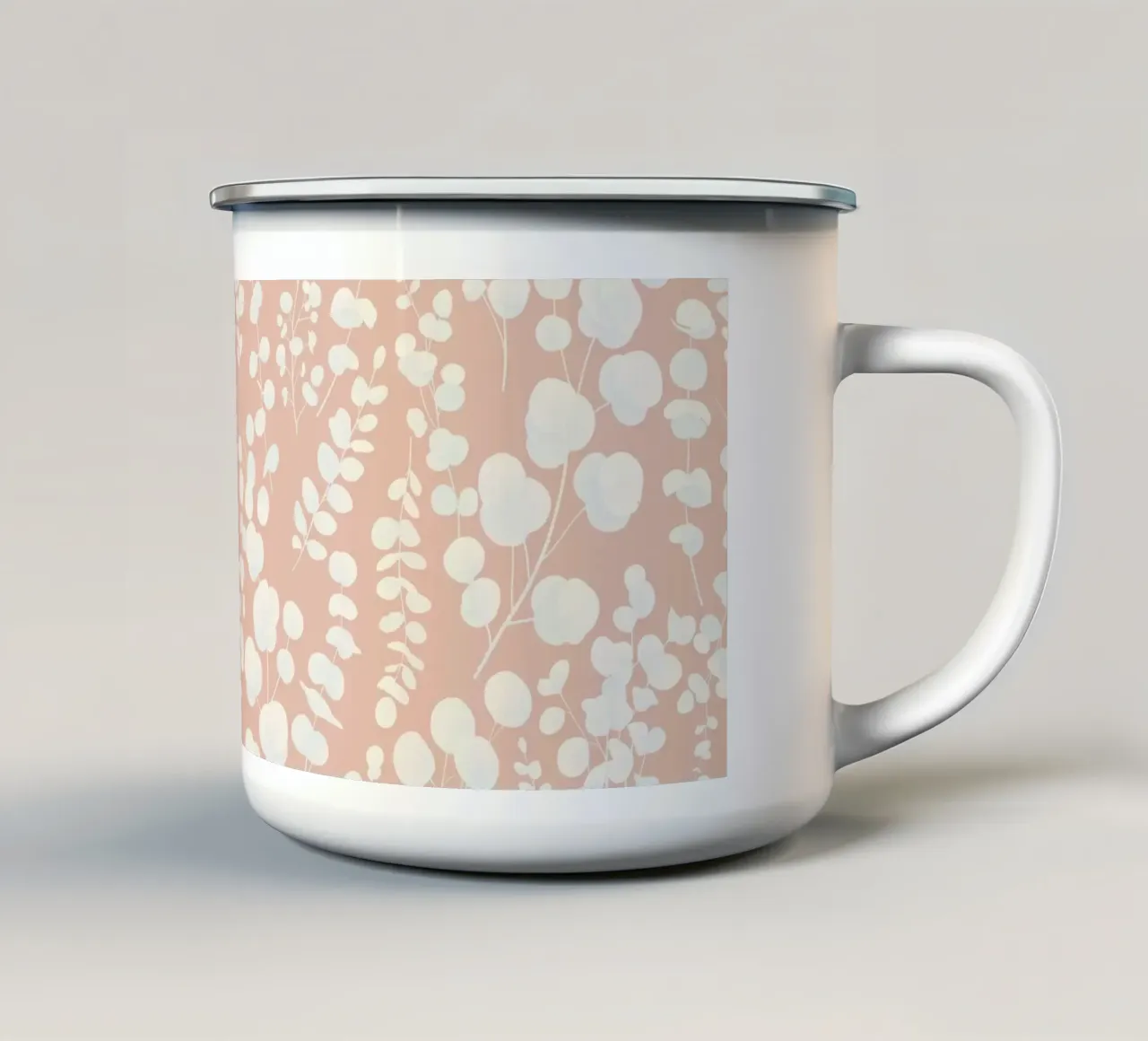 Pattern Foglie di Eucalipto Blush tazza in smalto da SilverPegasus