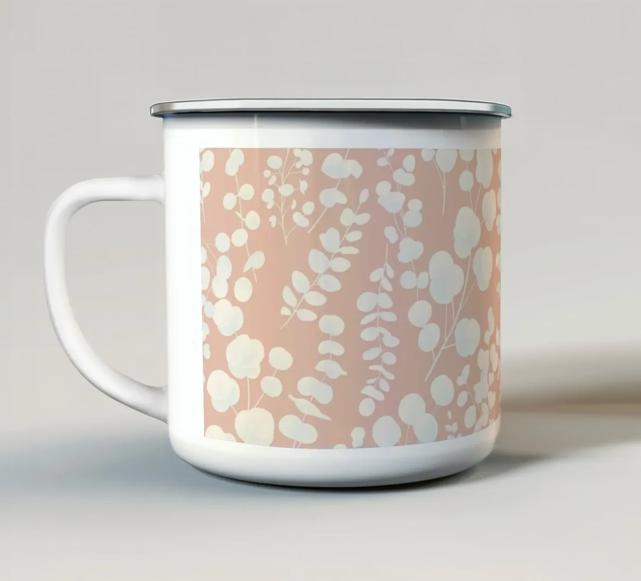 Pattern Foglie di Eucalipto Blush tazza in smalto da SilverPegasus
