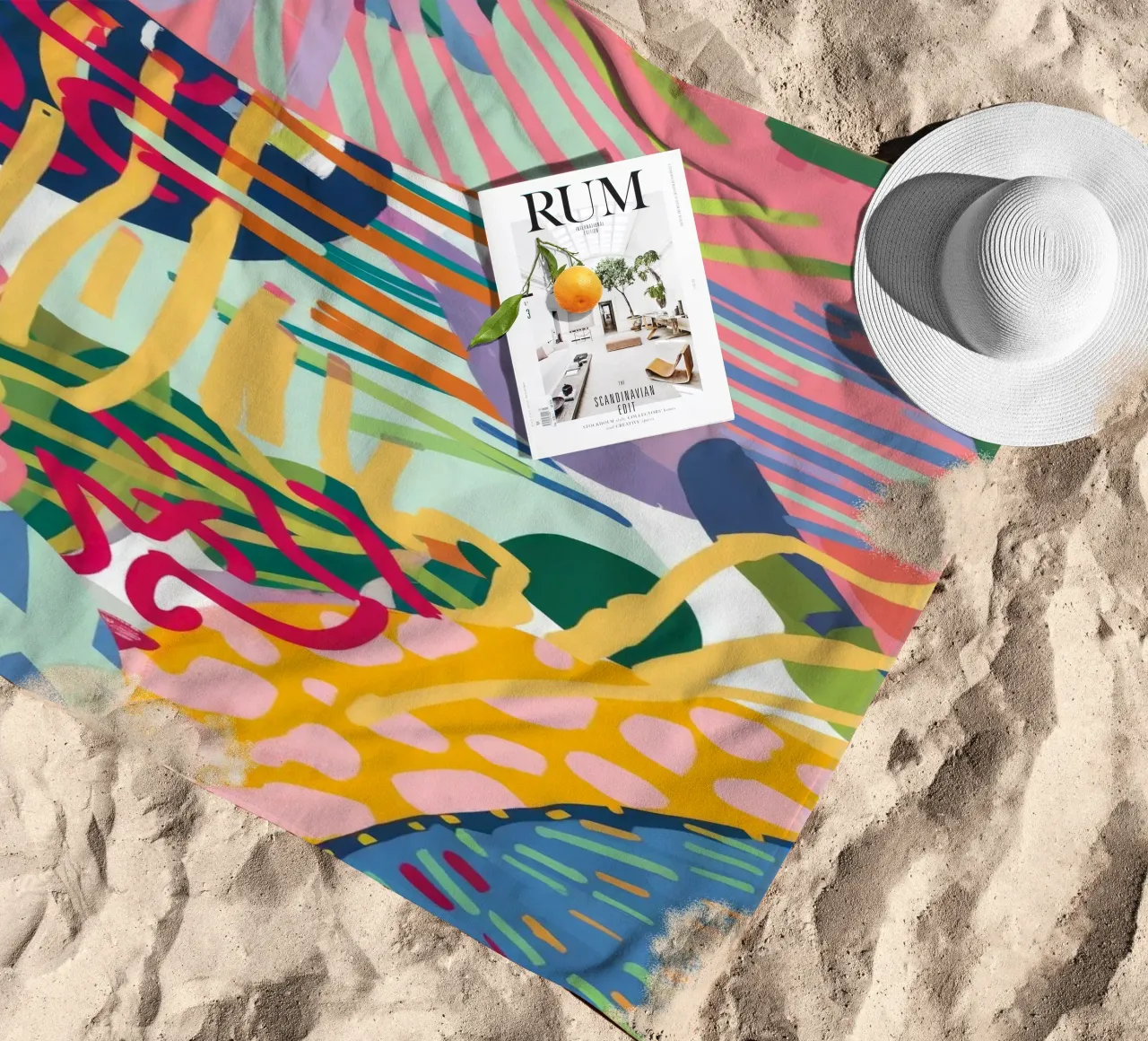 Pink Desert Dreamscape beach towel by Zep Layers