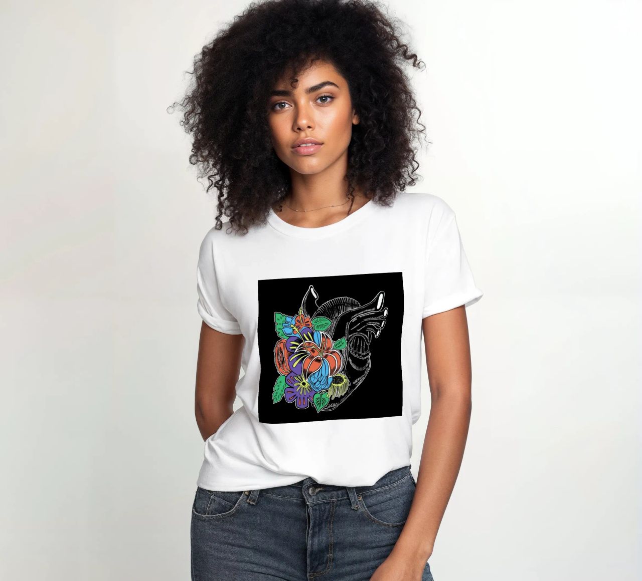Flower Spring Heart Vintage Comics dames t-shirt getailleerd van Tobe Fonseca