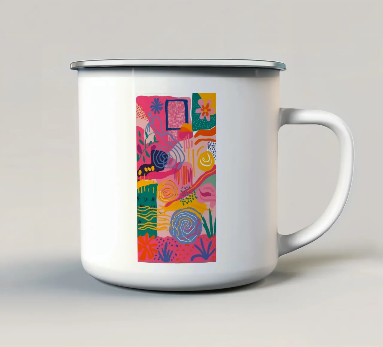 Symfonie van abstracte wervelingen emaille mok van Zep Layers