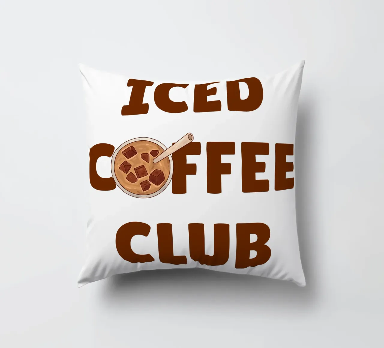 Ice coffee club decorative cushion by The Quote Collective