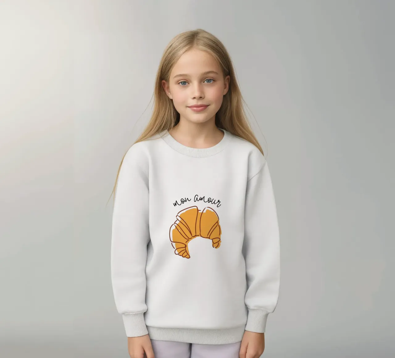 Deliciosa ilustración dibujada a mano de un cruasán sudadera para niño de The Quote Collective