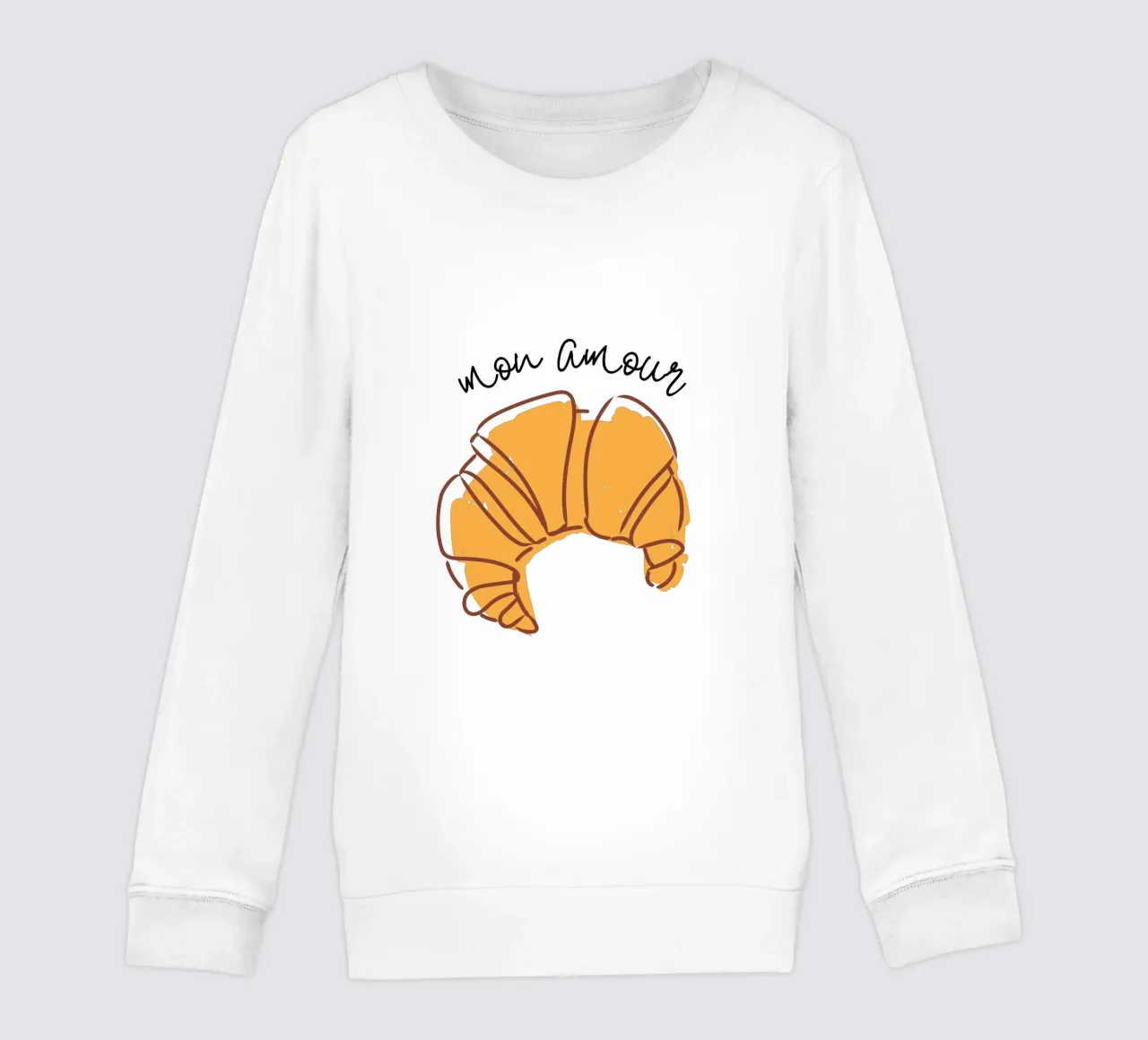 Deliciosa ilustración dibujada a mano de un cruasán sudadera para niño de The Quote Collective