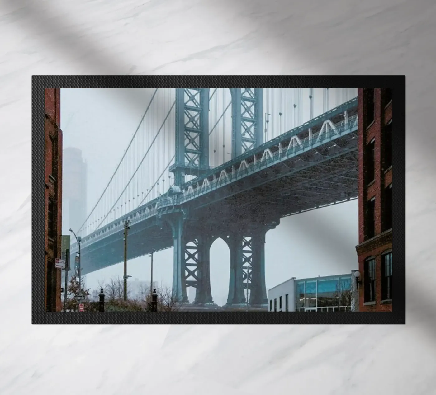 Winter Bridge Fußmatte von METROPOLIS