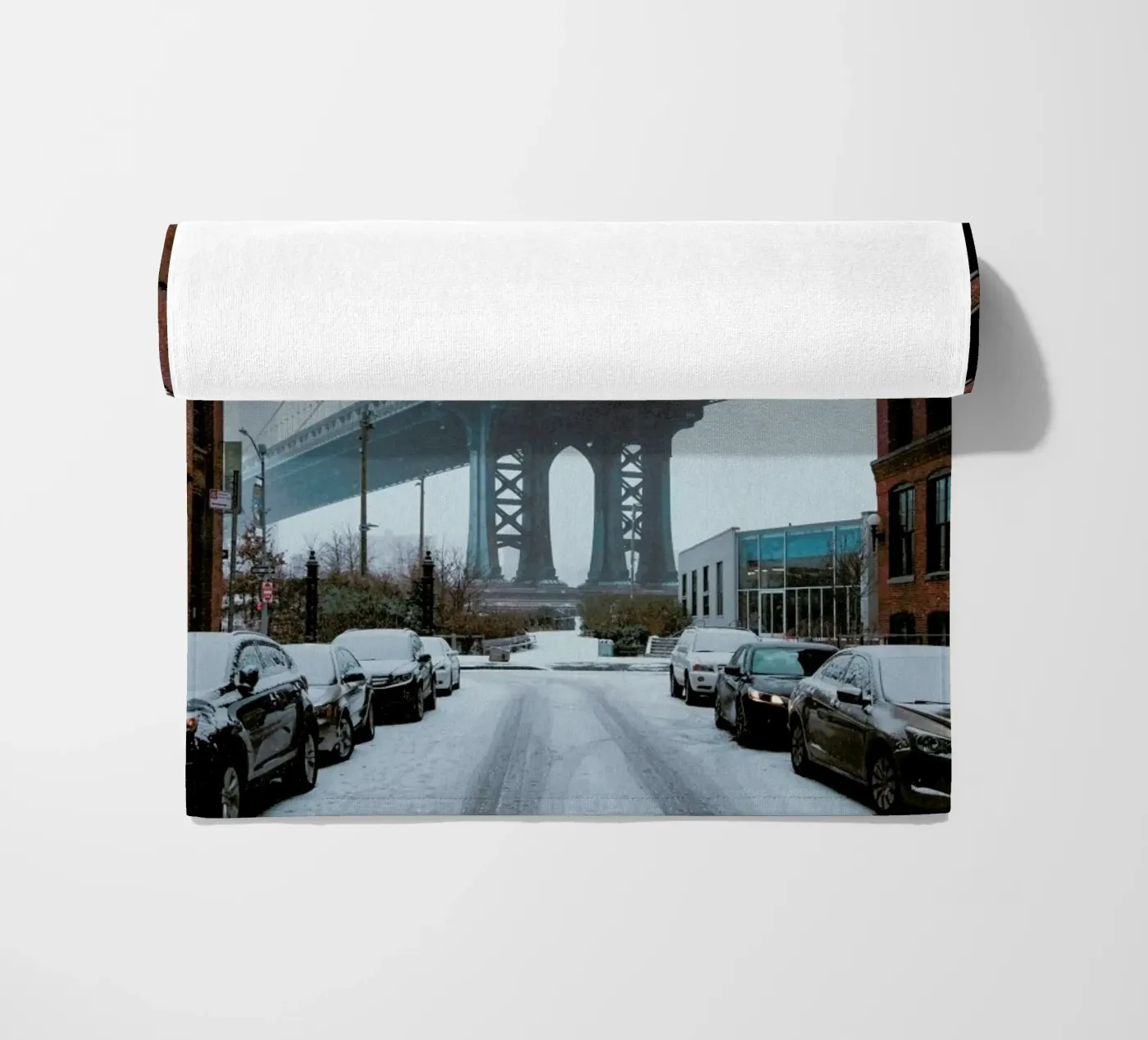 Winter Bridge beach towel by METROPOLIS