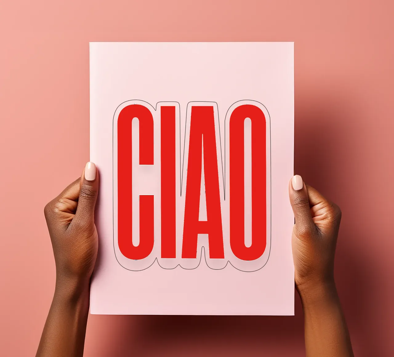 Tipografia minimalista "CIAO" in grassetto rosso foglio adesivo da The Quote Collective