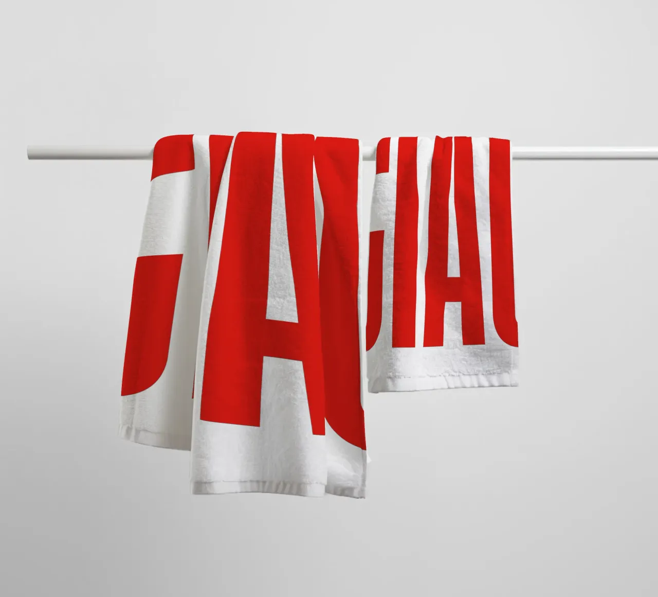 Minimalist “CIAO” Typography in Bold Red Letters towel by The Quote Collective