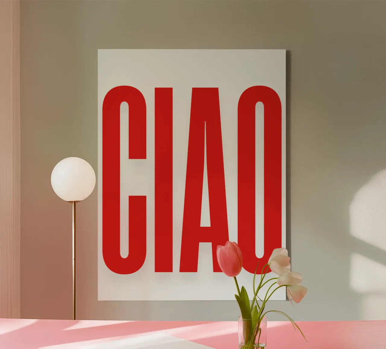 Minimalist “CIAO” Typography in Bold Red Letters canvas by The Quote Collective