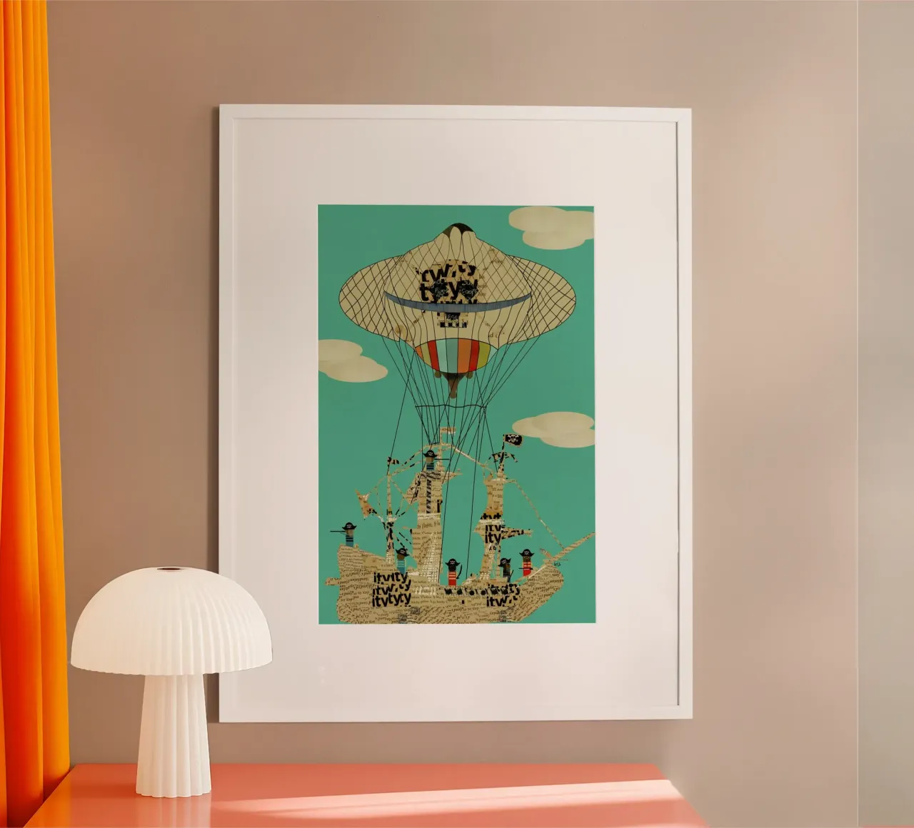 sky pirates poster con telaio in legno da Brian Buckley