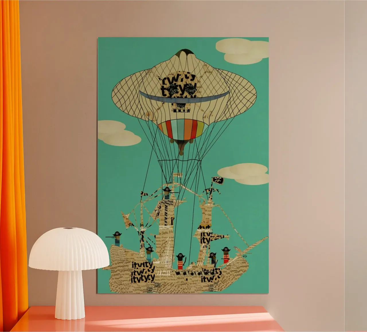 sky pirates poster con telaio in legno da Brian Buckley