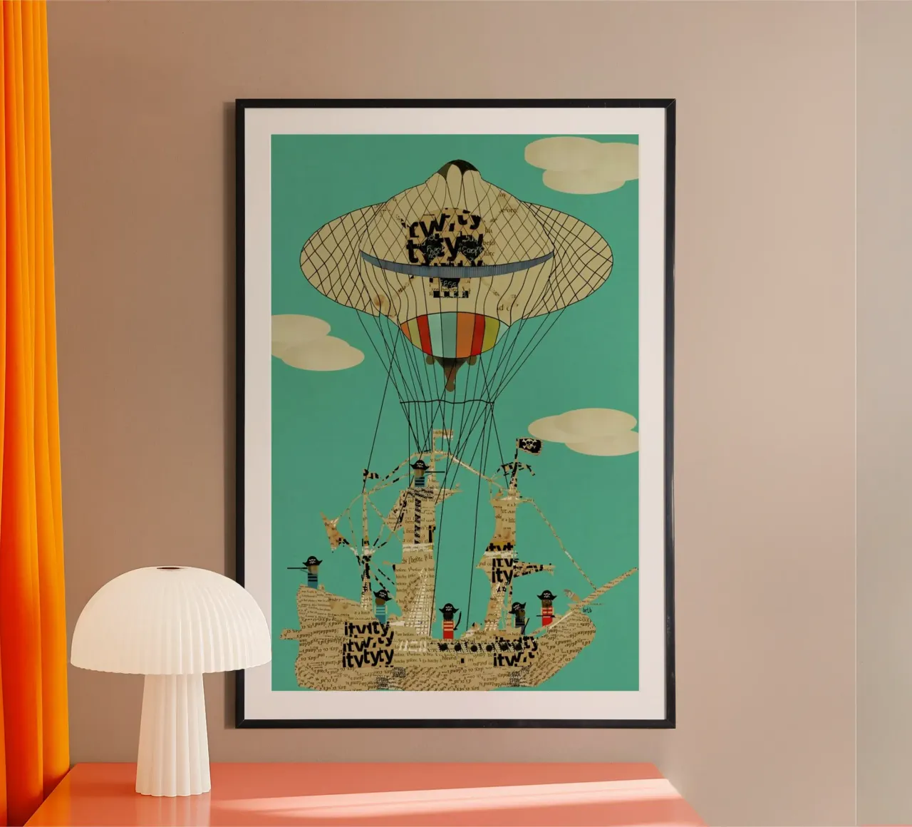 sky pirates poster con telaio in legno da Brian Buckley
