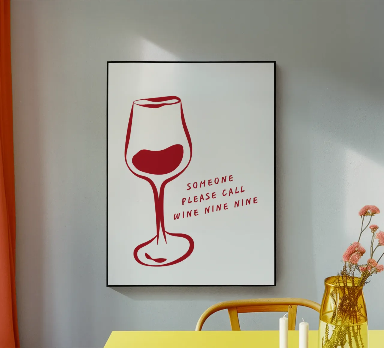Lustige Weinglas Illustration mit "Wein Neun Neun" Zitat Acryl-Glas von The Quote Collective
