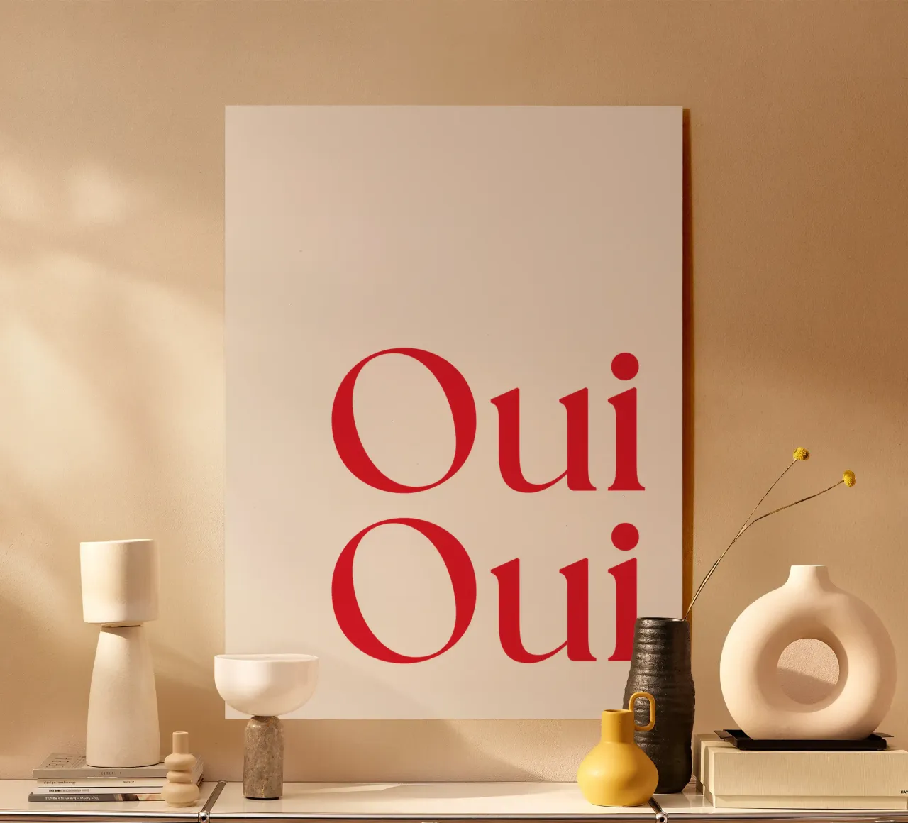 Chic “Oui Oui” French Phrase Minimalist Red Typography acrylic glass by The Quote Collective