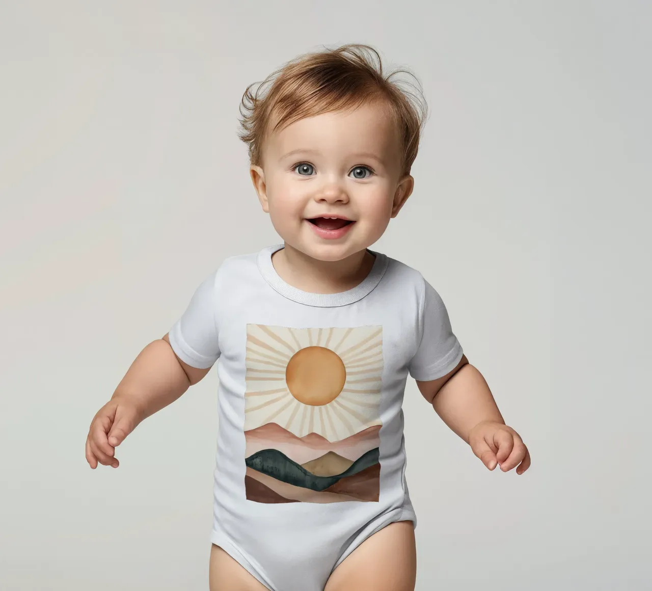 Boho Sun Mountains Abstract Watercolor Calm Minimalist Art body bébé de Gentle Echoes Art