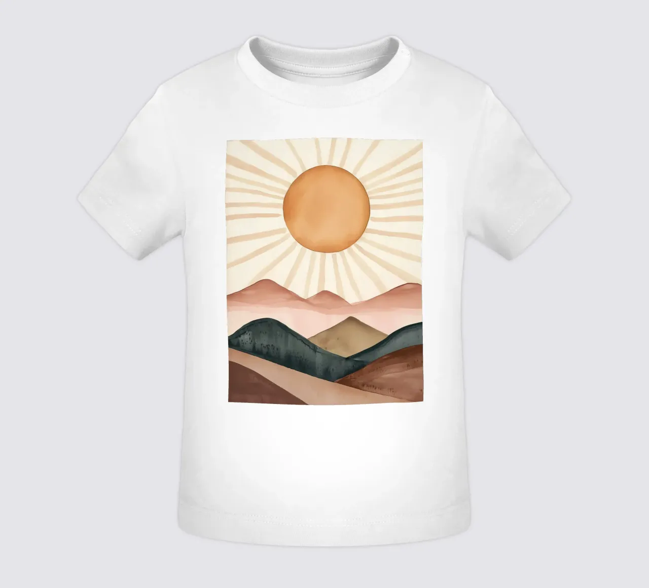 Boho Sun Mountains Abstract Watercolor Calm Minimalist Art baby t-shirt by Gentle Echoes Art