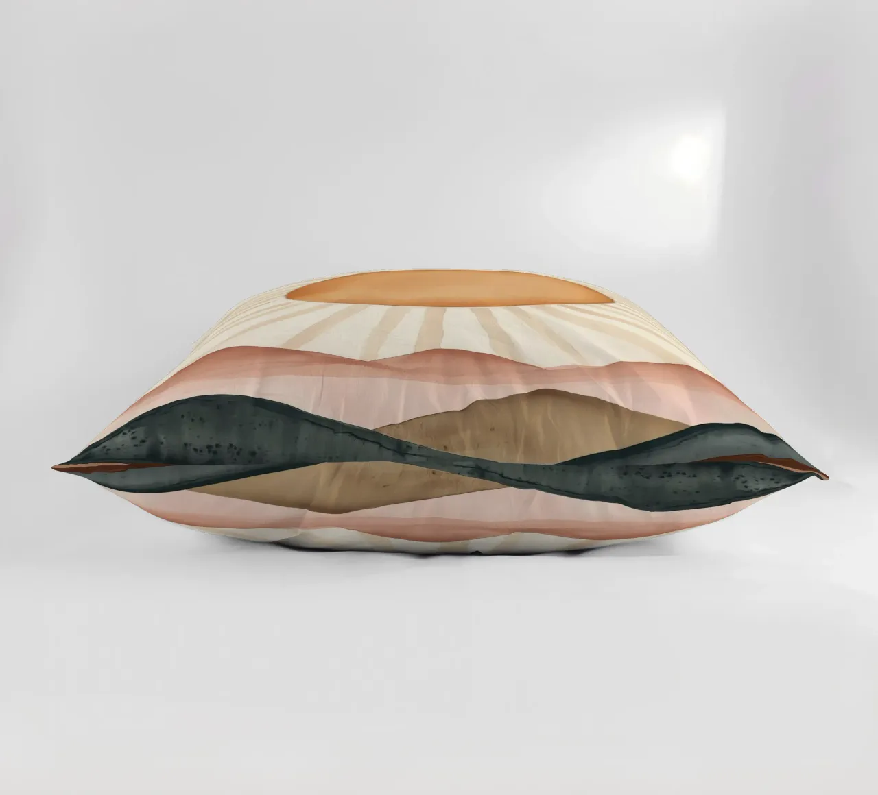 Boho Sun Mountains Acquerello astratto Calma Arte minimalista cuscino da Gentle Echoes Art