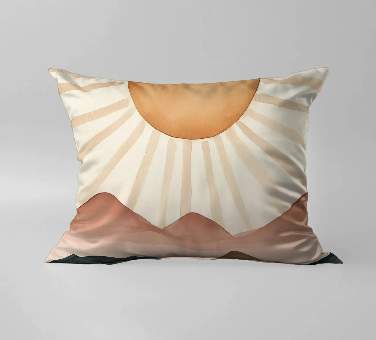 Boho Sun Mountains Acquerello astratto Calma Arte minimalista cuscino da Gentle Echoes Art