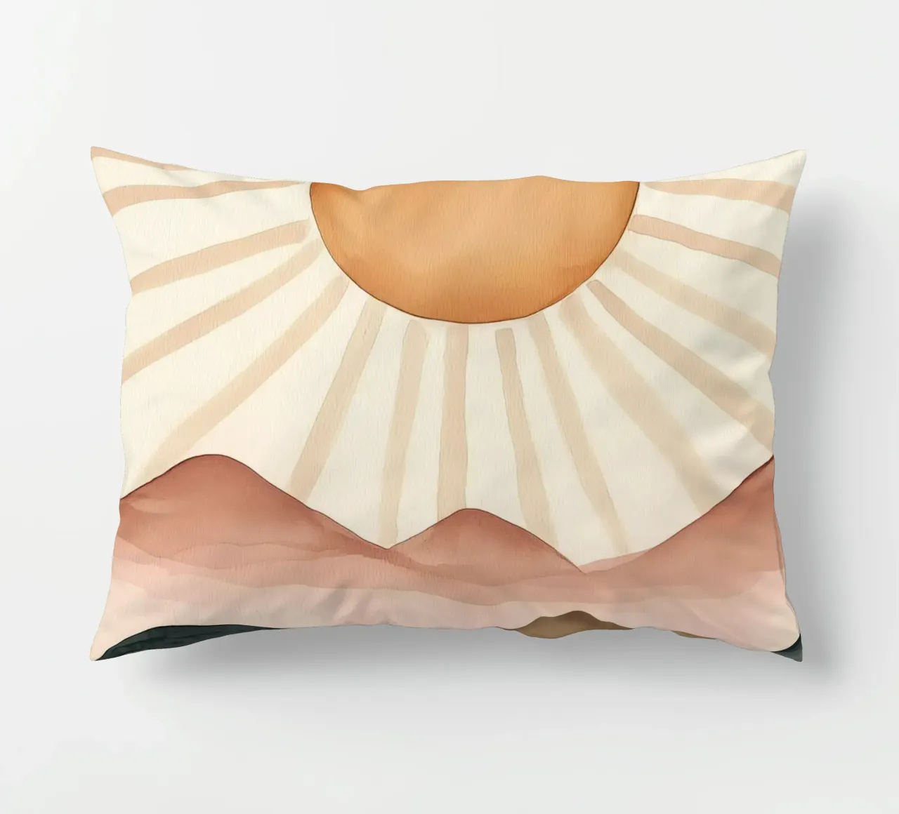 Boho Sun Mountains Acquerello astratto Calma Arte minimalista cuscino da Gentle Echoes Art