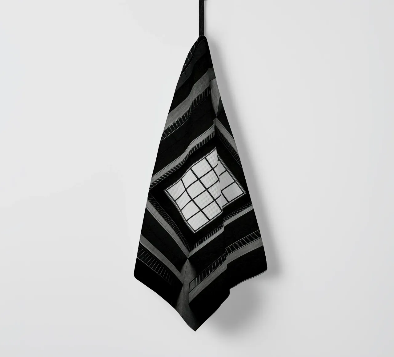 Tokyo - Window onto empty space tea towel by Black & White