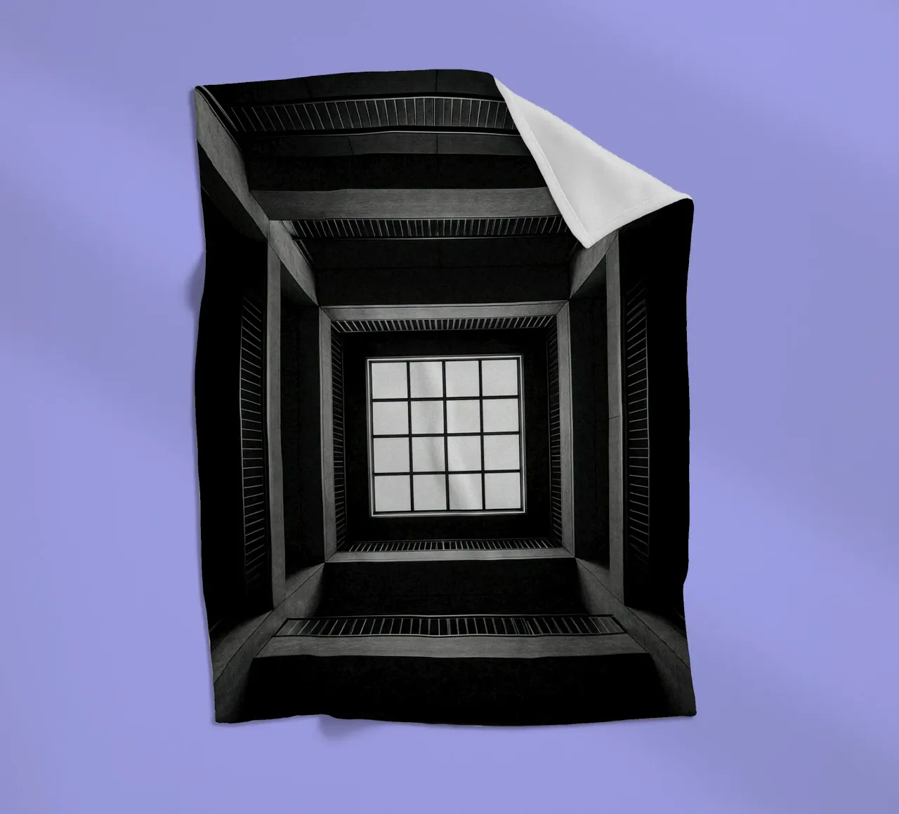 Tokyo - Window onto empty space fleece blanket by Black & White