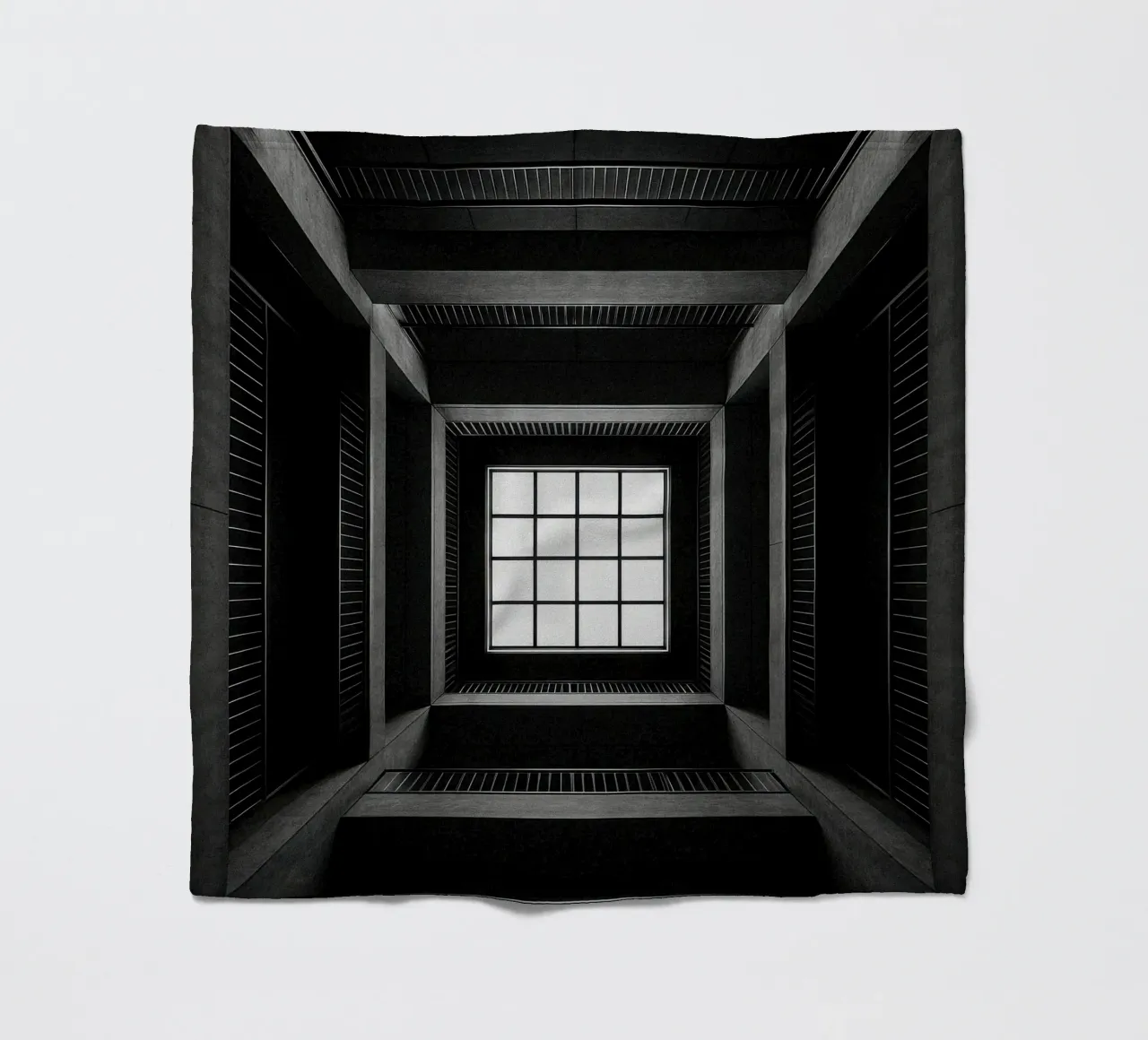 Tokyo - Window onto empty space fleece blanket by Black & White