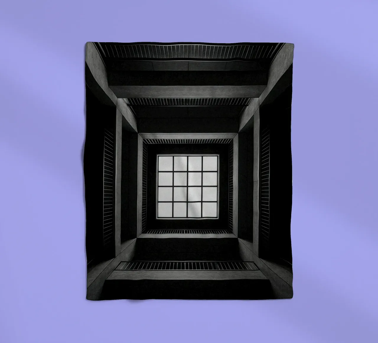 Tokyo - Window onto empty space fleece blanket by Black & White