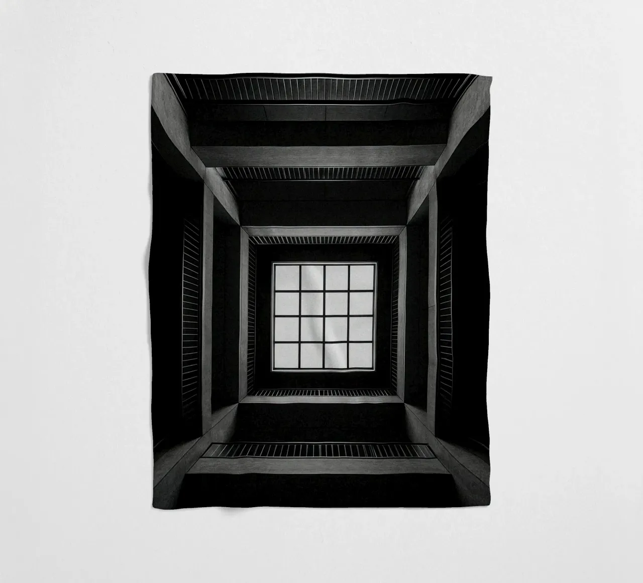 Tokyo - Window onto empty space fleece blanket by Black & White