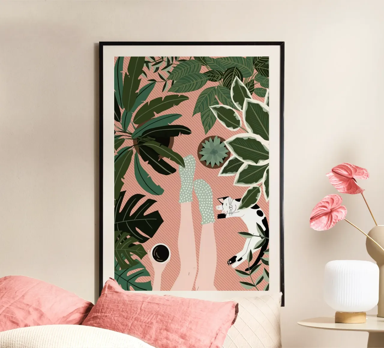 Garden at Home poster with wooden frame by cafelab
