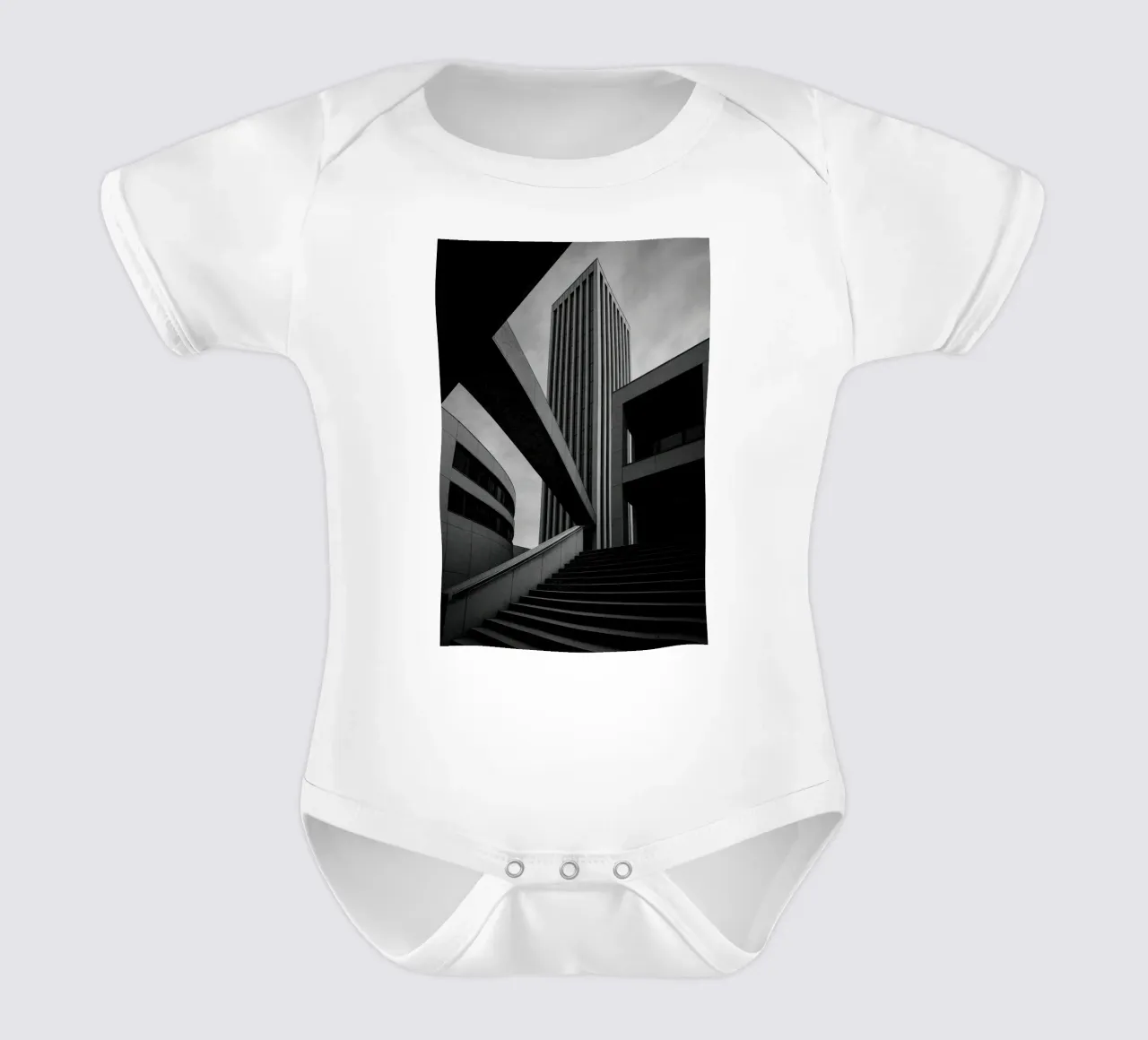 Düsseldorf - Between blocks and lines short-sleeve baby romper by Black & White