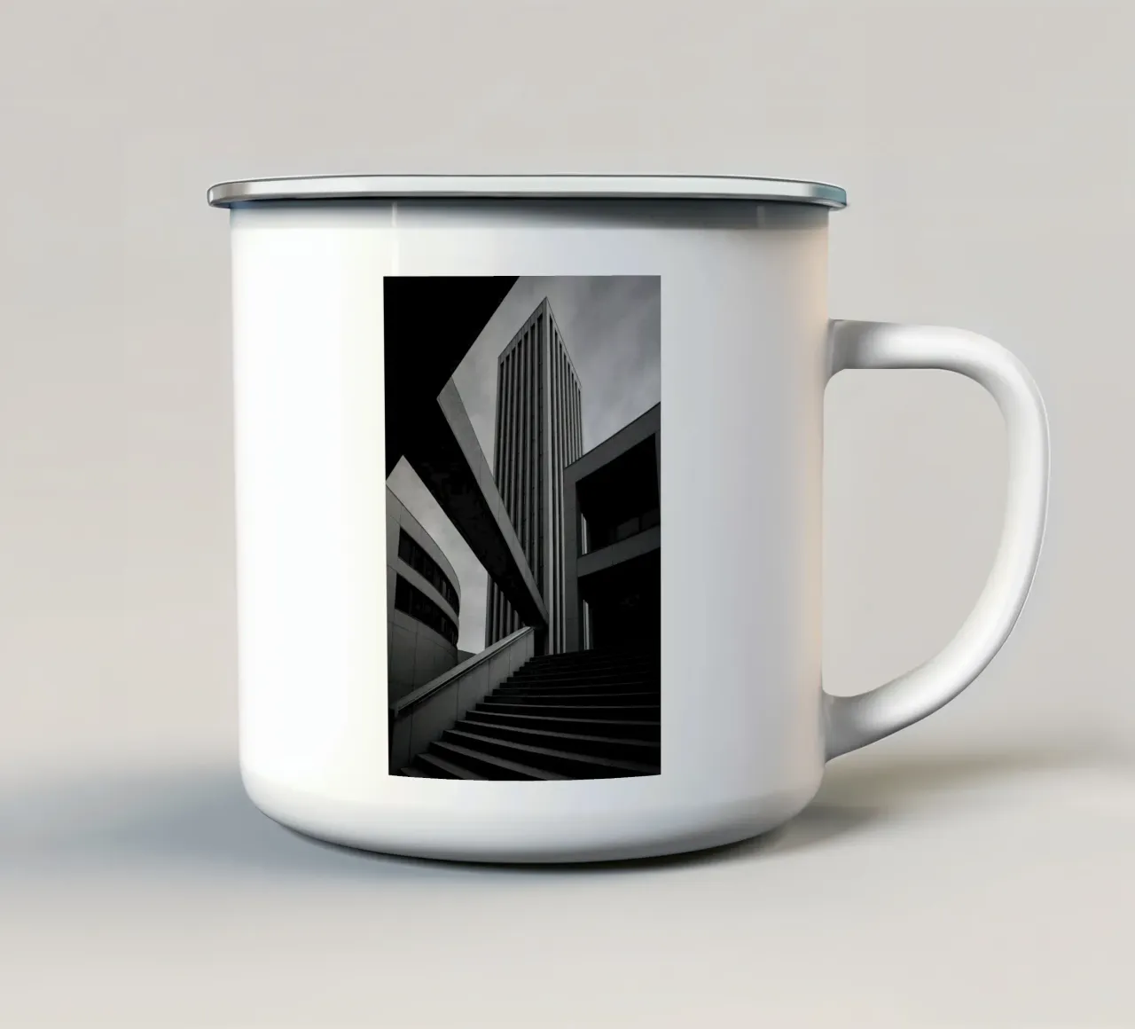 Düsseldorf - Between blocks and lines enamel mug by Black & White
