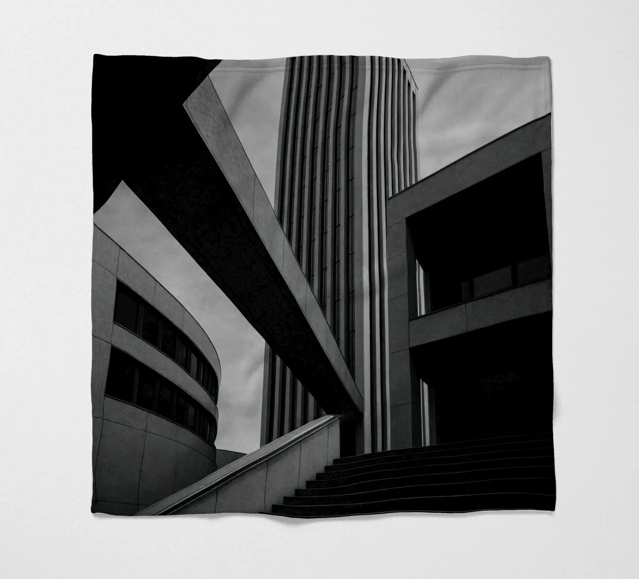 Düsseldorf - Between blocks and lines fleece blanket by Black & White