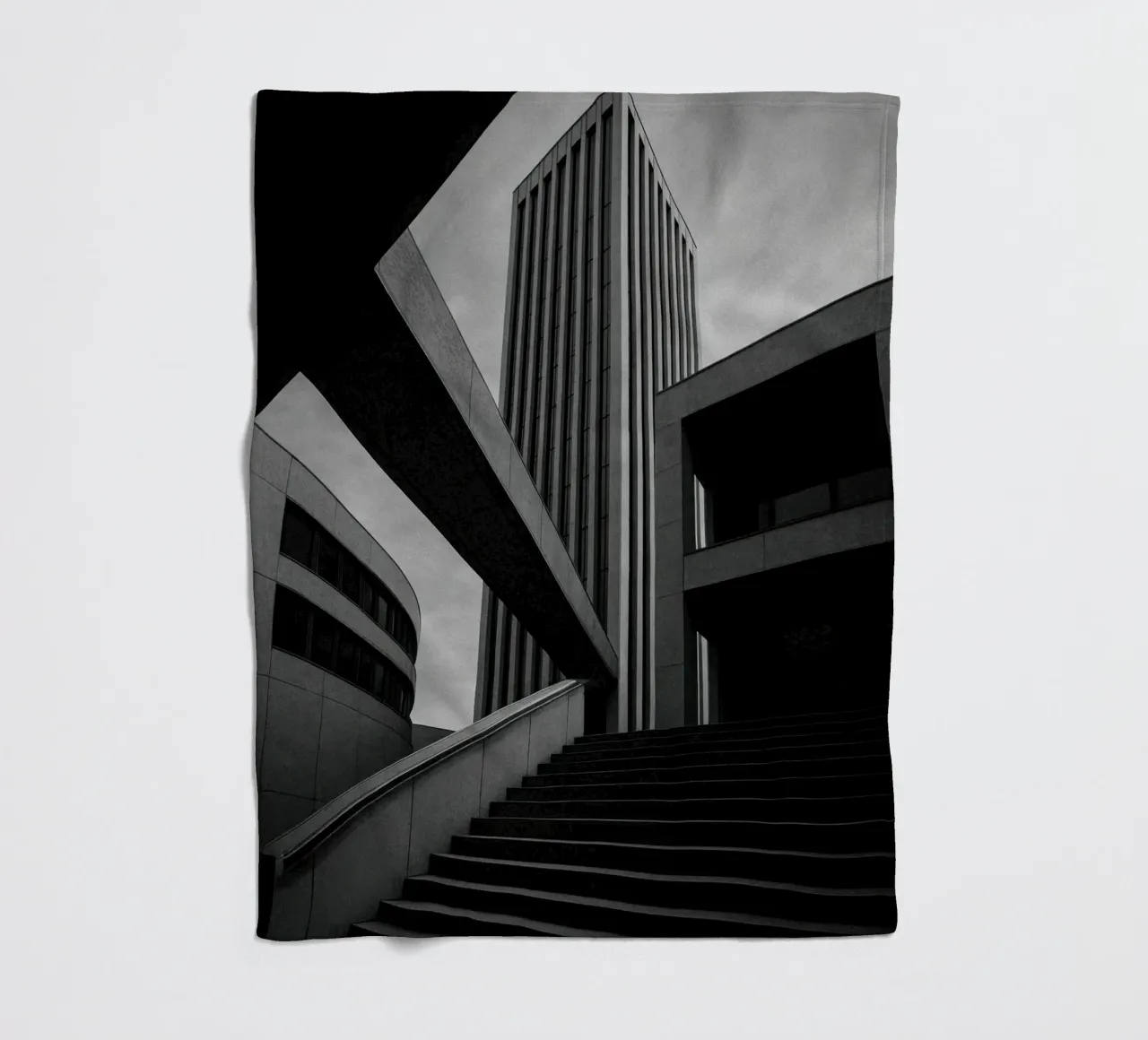 Düsseldorf - Between blocks and lines fleece blanket by Black & White