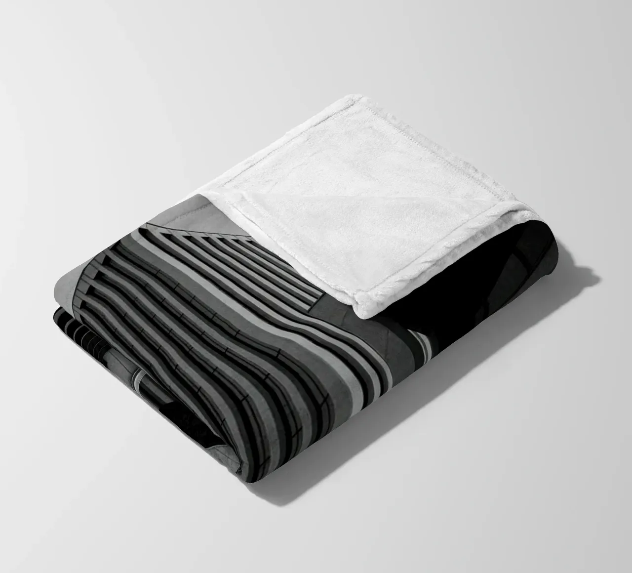 Düsseldorf - Between blocks and lines fleece blanket by Black & White
