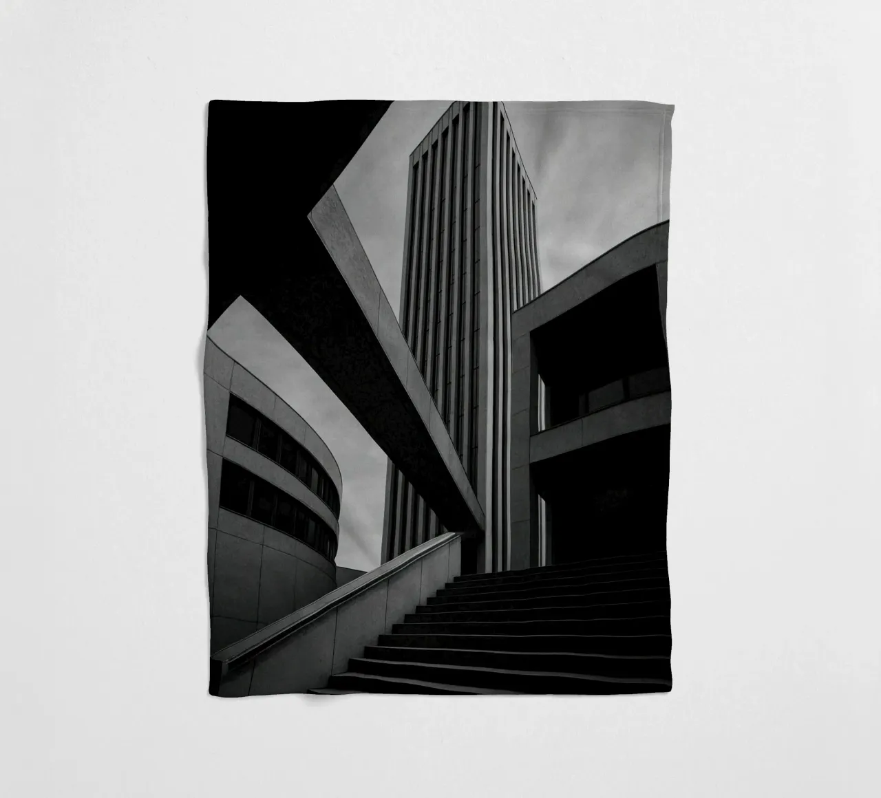 Düsseldorf - Between blocks and lines fleece blanket by Black & White