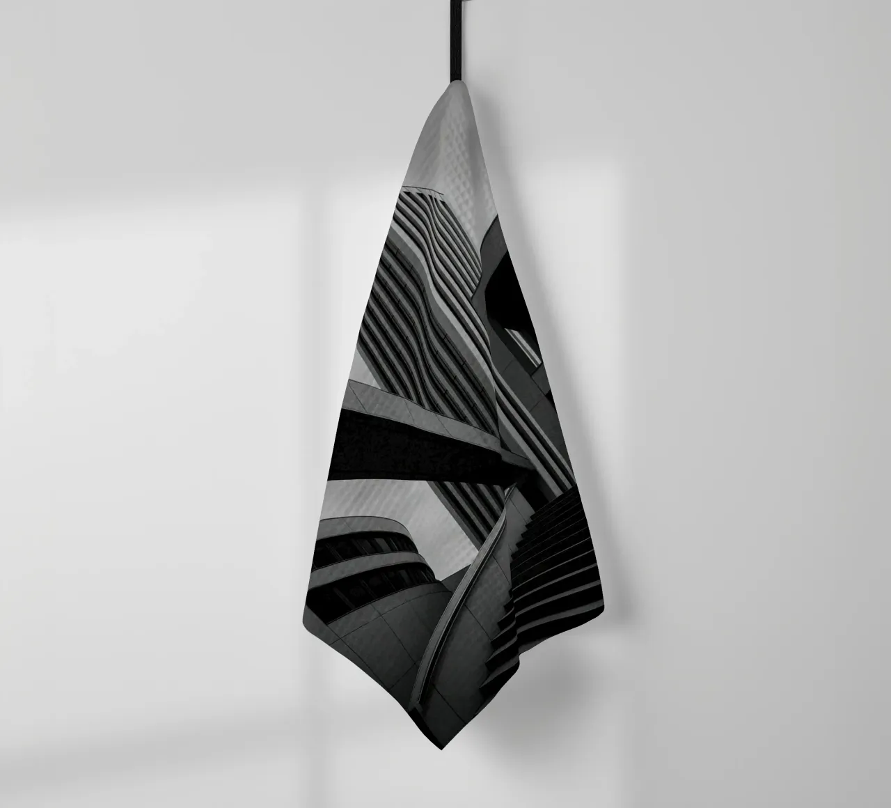 Düsseldorf - Between blocks and lines tea towel by Black & White