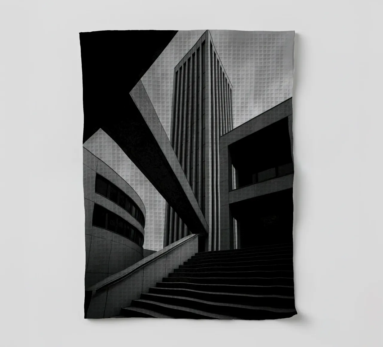 Düsseldorf - Between blocks and lines tea towel by Black & White