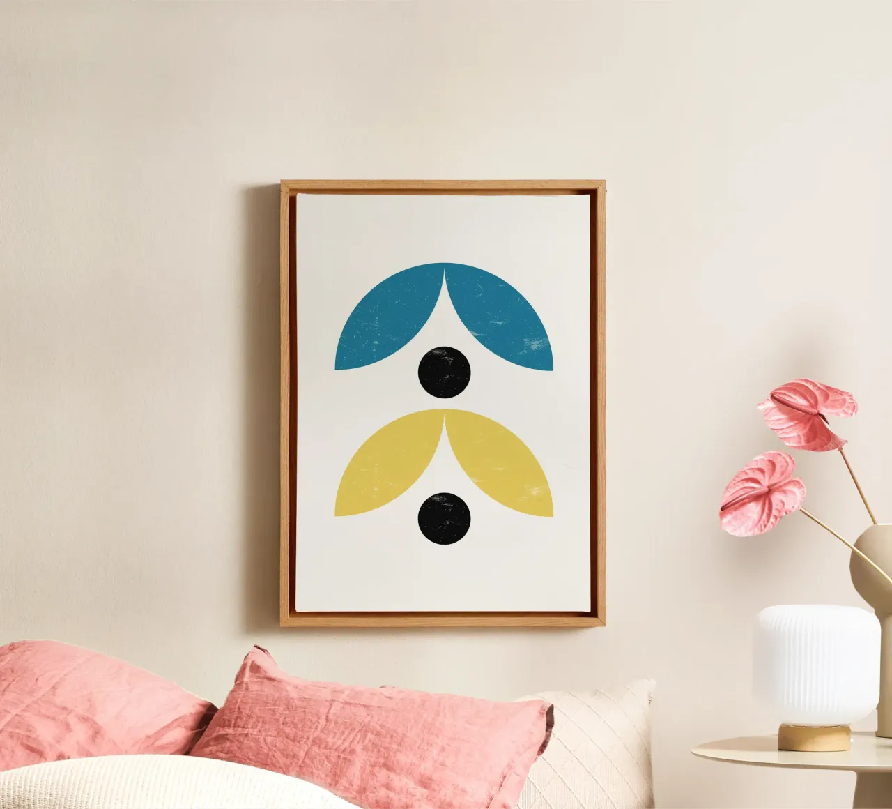 Abstracte Mid-Century Modern Minimalistische Kunstdruk van Geometri canvas met Baklijst van NorwesClub