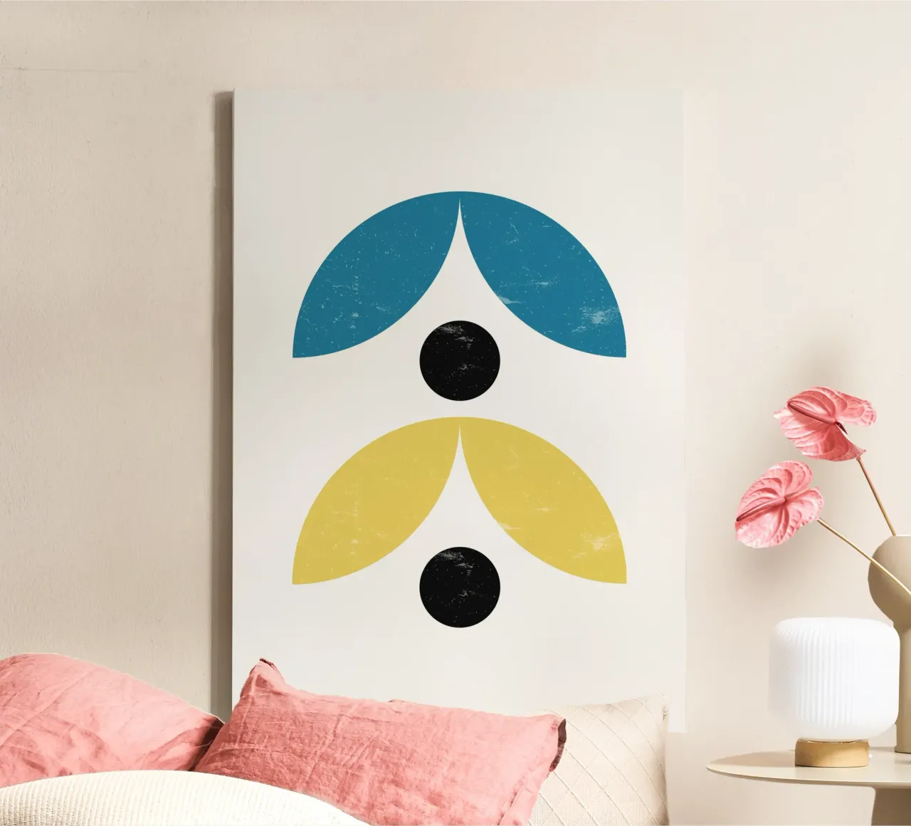 Abstracte Mid-Century Modern Minimalistische Kunstdruk van Geometri canvas met Baklijst van NorwesClub