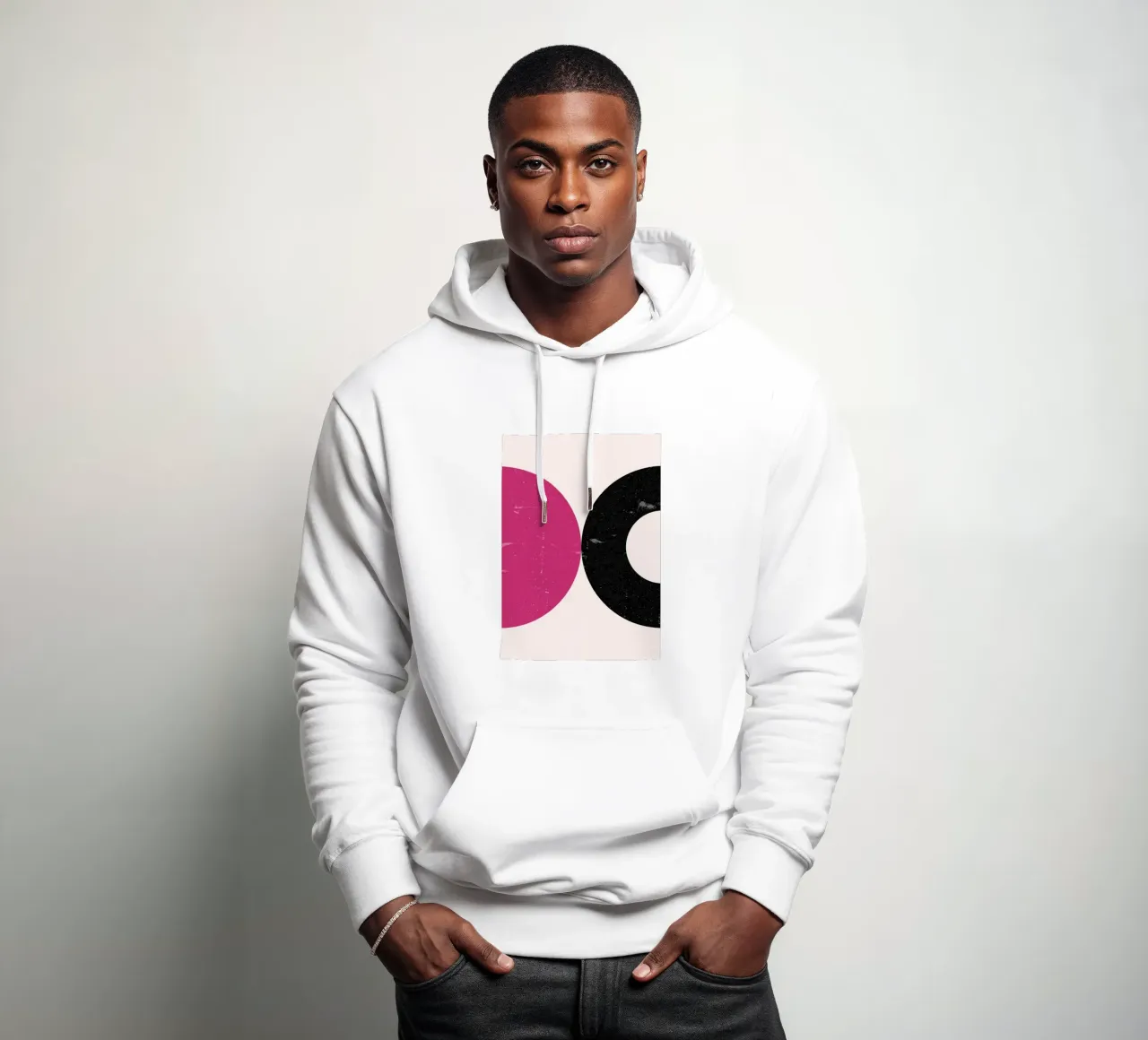 Abstract Pink Black Circle Modern Minimalist Wall Art Print hoodie by NorwesClub