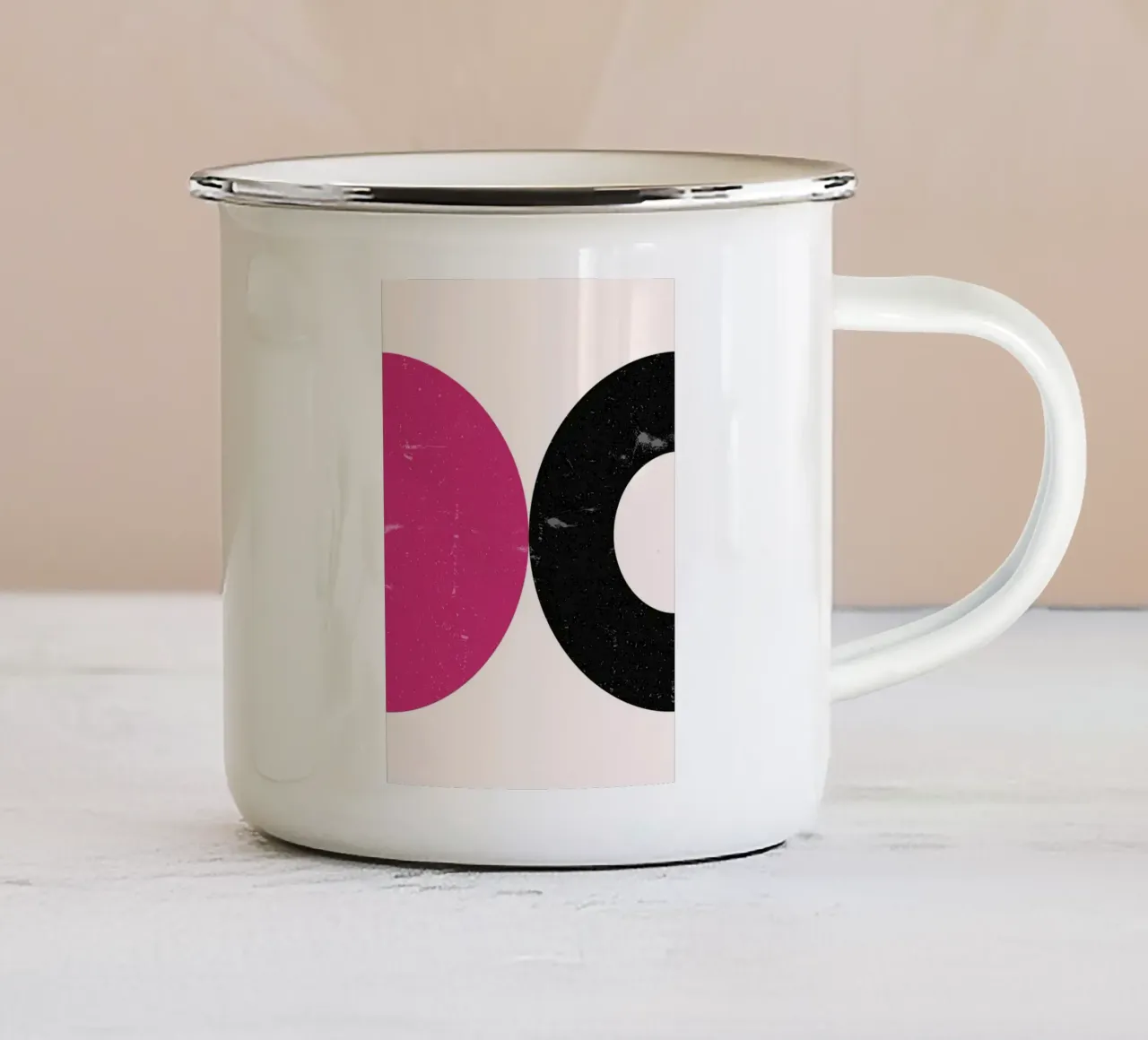 Stampa murale astratta rosa nero cerchio moderno minimalista tazza in smalto da NorwesClub