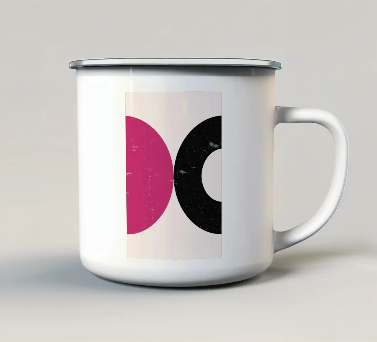 Stampa murale astratta rosa nero cerchio moderno minimalista tazza in smalto da NorwesClub