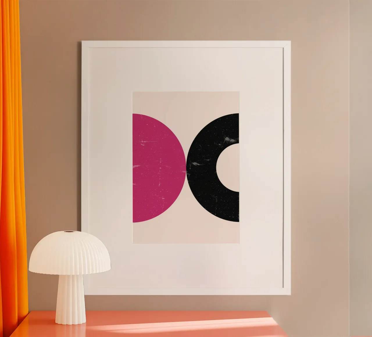 Abstracte Roze Zwarte Cirkel Moderne Minimalistische Muurkunst Print poster van NorwesClub