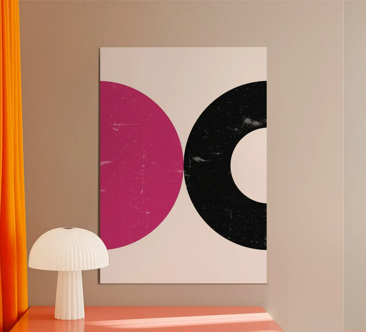 Abstracte Roze Zwarte Cirkel Moderne Minimalistische Muurkunst Print poster van NorwesClub