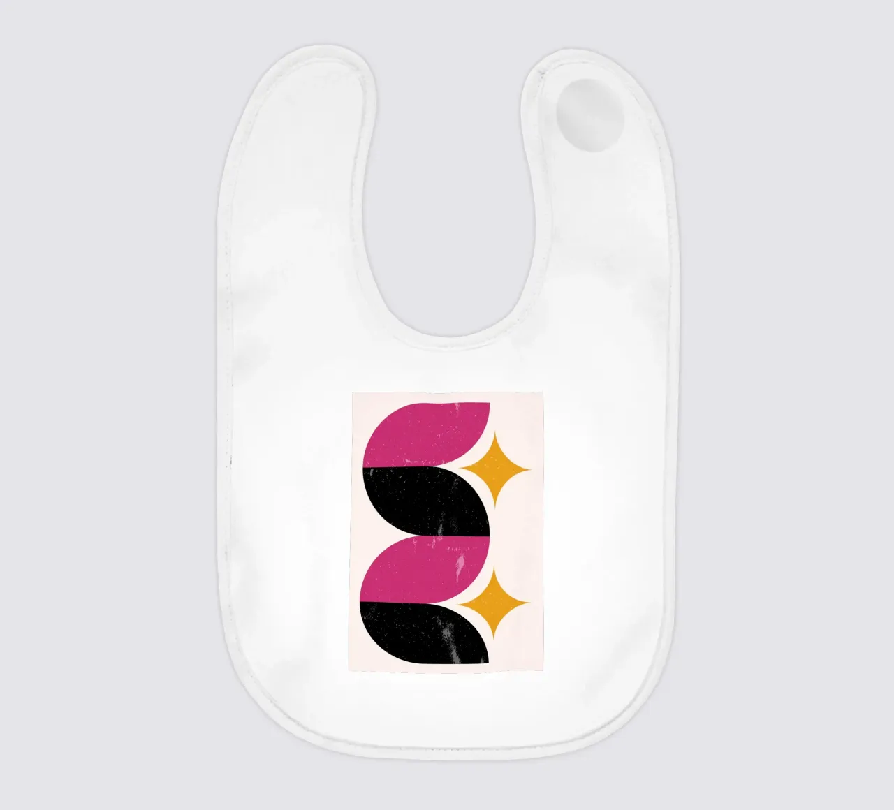 Retro Geometric Abstract Art Print by Wavy Shapes & Stars baby bib by NorwesClub