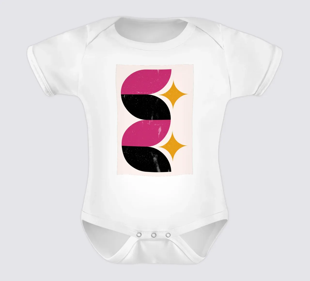 Retro Geometric Abstract Art Print by Wavy Shapes & Stars short-sleeve baby romper by NorwesClub